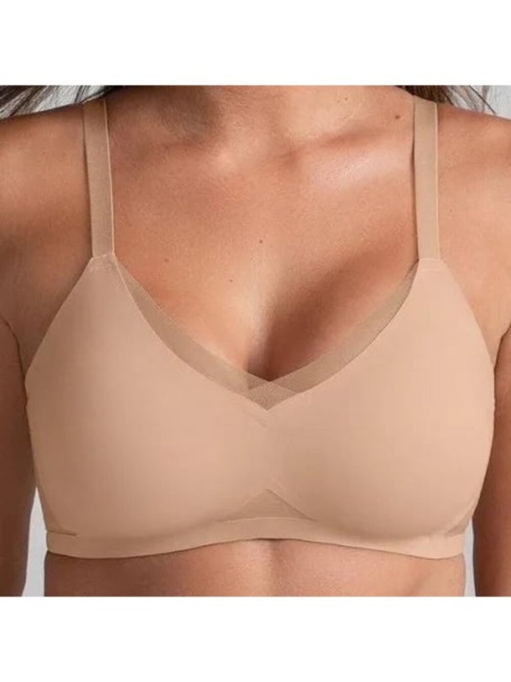 HoneyLove Bra Crossover Lift Silhouette Wireless Sand Nude 1X Cup Size 40C 40D